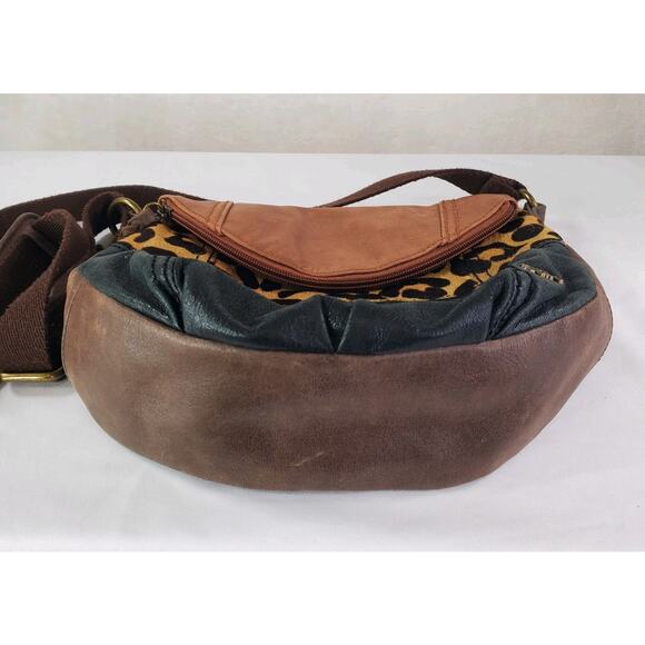 The Sak Tricolor Animal Hair Print Leather Slouchy Crossbody Hobo Adjustable Bag - Picture 5 of 13